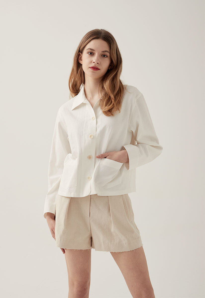 Linen-blend long sleeve shirts